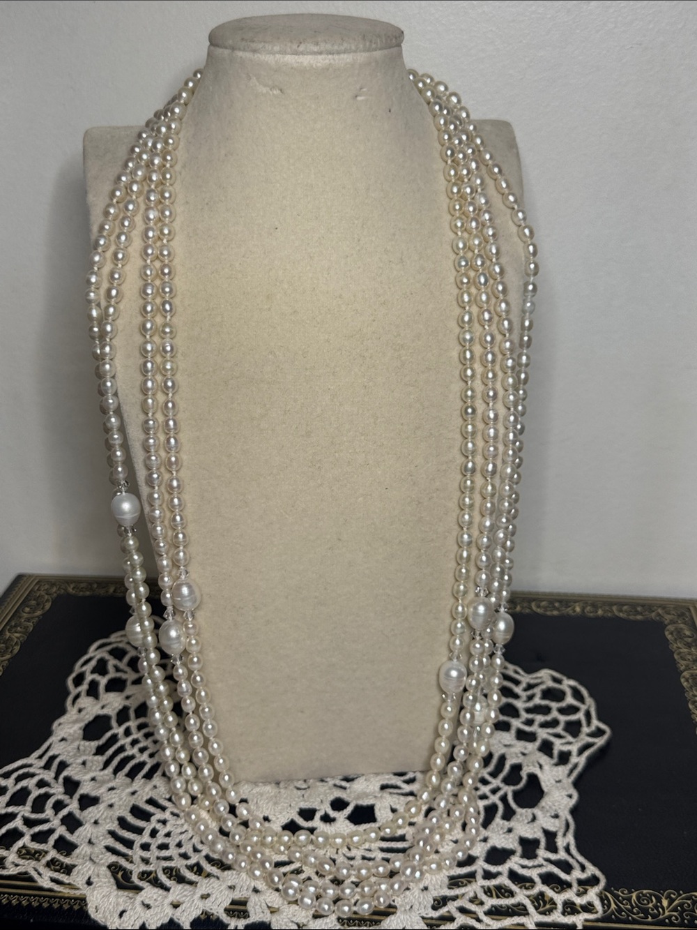 Vintage Fresh Water Pearl Genuine with AB Bicones 108” One Strand